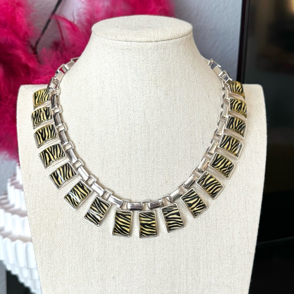 Retro Zebra Bib Necklace